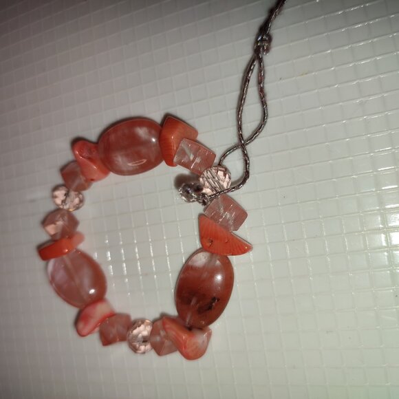Pink Stones Bracelet Small Hand Wrist Beads Handmade Handcrafted Girls - Picture 4 of 5